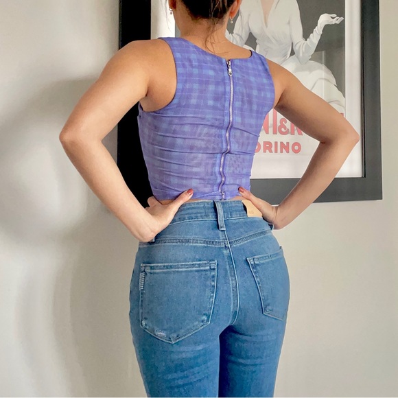 MIAOU CAMPBELL CORSET in BABY PLAID PERIWINKLE - Picture 2 of 7